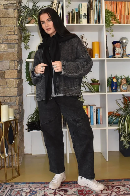 Duran Boxy Denim Jacket Black 
